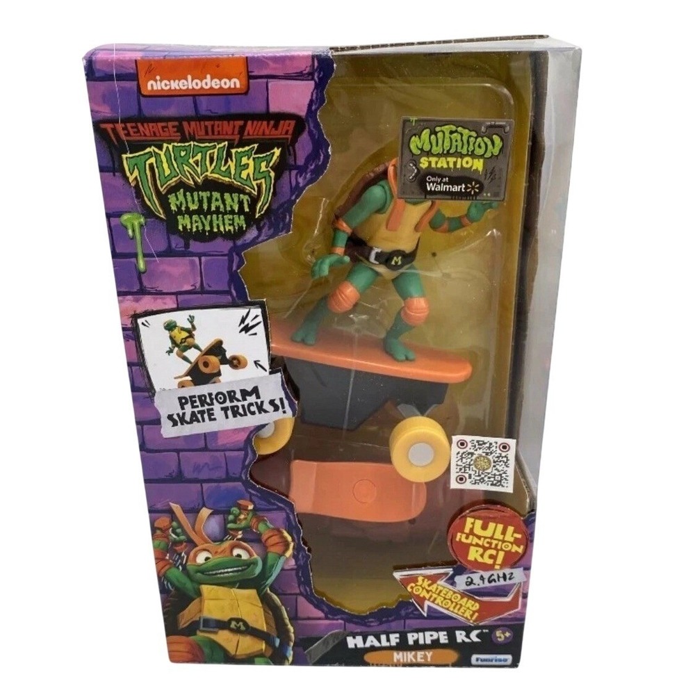 Funrise TMNT Mutant Mayhem Mikey Half Pipe RC Skateboard Toy Green New